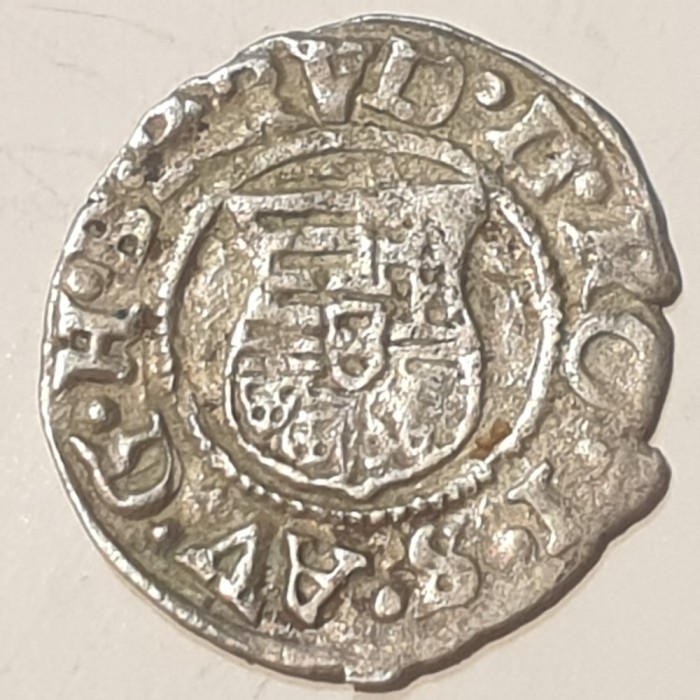 Ungaria 1 denar 1586 / KB argint Rudolf ll