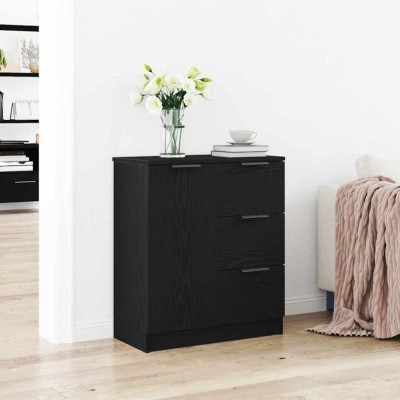 vidaXL Bufet Negru de Stejar 60x30x70 cm Fabricat din Lemn Prelucrat foto