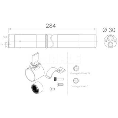 Filtru uscator aer conditionat Audi A4 2008-2016, A5 2007-, Q5 2008-2017, 30x285mm, MAHLE AD251000S foto