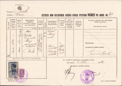 HST A843 Extras registru stare civilă 1942 Reșița foto