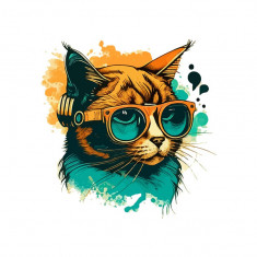 Sticker decorativ Pisica, Multicolor, 56 cm, 3903ST