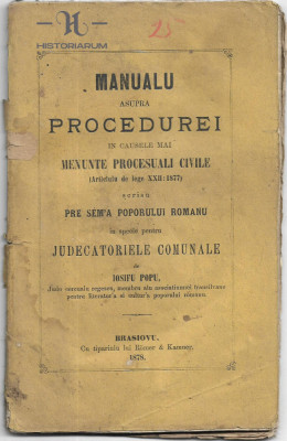 HST 12SP Manualu asupra procedurei in causele mai menunte procesuali 1878 foto