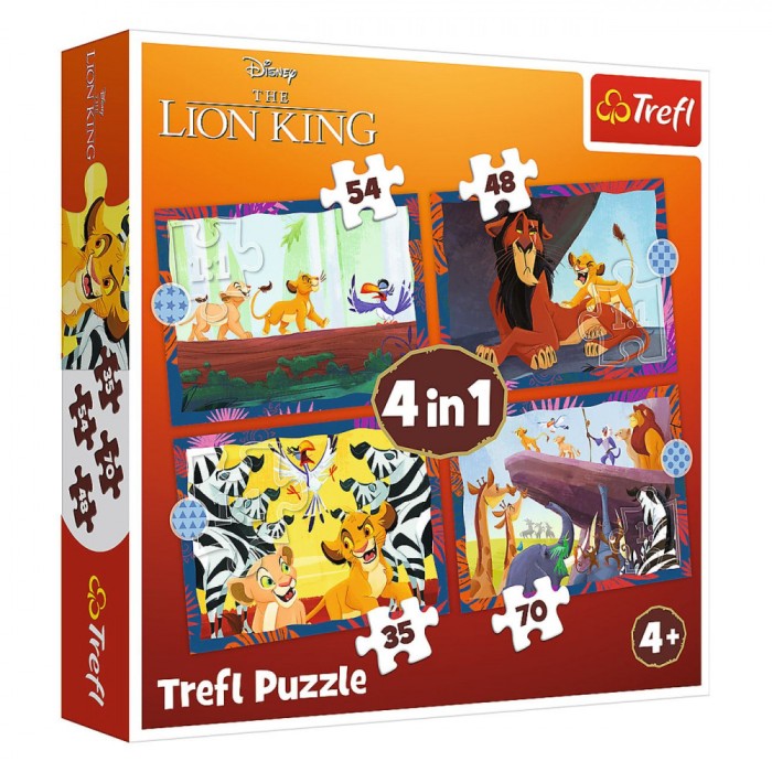 Set Puzzle Trefl Lion King, 4 Bucăți, Multicolor