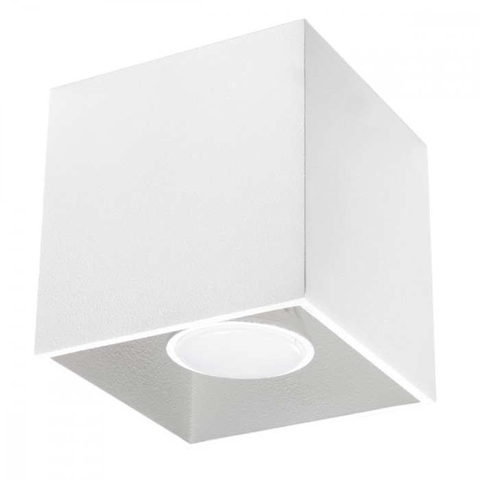 Lustră De Tavan Quad Alb Aluminiu 1 Bec Pătrat Modern De Interior