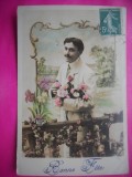 HOPCT 12064 ANUL 1912 FELICITARE VECHE-BARBAT - ELEGANT -FRANTA-EUROPA -TCV -ROMANTICA-STAMPILOGRAFIE TIMBRU -CIRCULATA