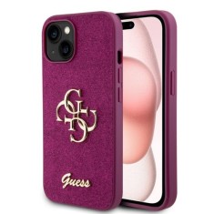 Husa pentru iPhone 15 / iPhone 14 / iPhone 13 - Guess Glitter Script Big 4G (GUHCP15SHG4SGU) - Purple foto
