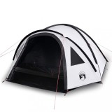 Cort camping cupola 4 persoane alb, tesatura opaca, impermeabil