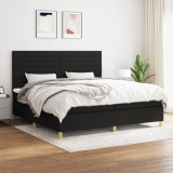 VidaXL Pat box spring cu saltea, negru, 200x200 cm, textil