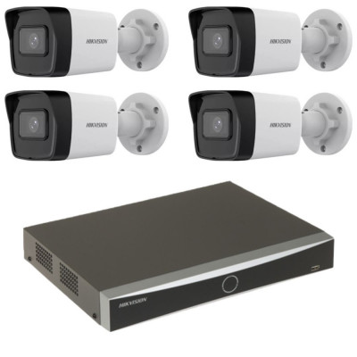 Sistem supraveghere Hikvision 4 camere IP 4MP IR 30m PoE NVR 4 canale 12MP PoE SafetyGuard Surveillance foto