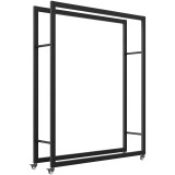 Outsunny Suport Portabil pentru Lemne cu Roți, Suport pentru Lemne din Metal Ranforsat, 120x32x151 cm, Negru | Aosom Romania