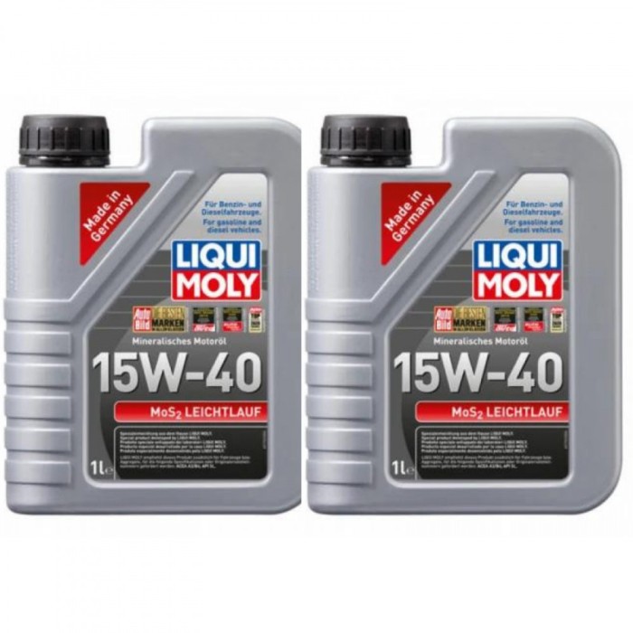 Pachet 2 litri Ulei Motor Mineral Liqui Moly MoS2 Lechilauf 15w40