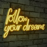 Cumpara ieftin Decoratiune luminoasa LED de perete Follow Your Dreams Galben 60x32x2 cm
