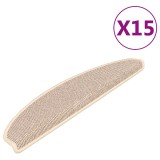 Cumpara ieftin Covorase pentru scari, 15 buc., 65x21x4 cm, alb si maro, semirotunde, mari