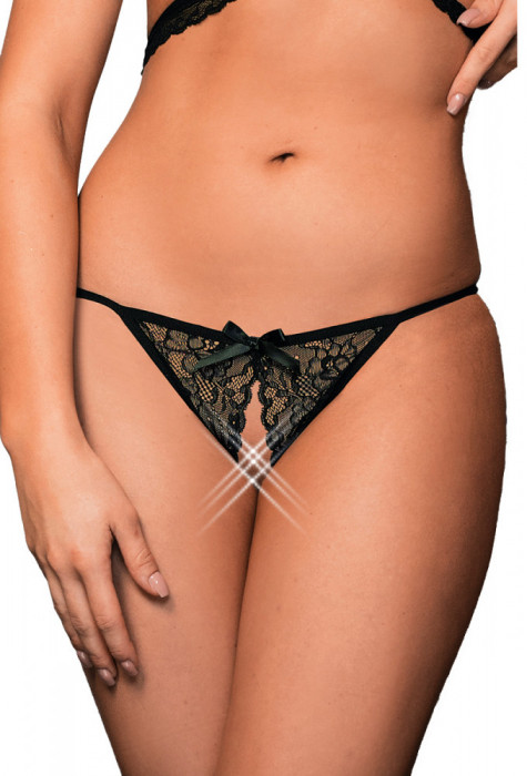 Bikini Crotchless Dantela Negru OS