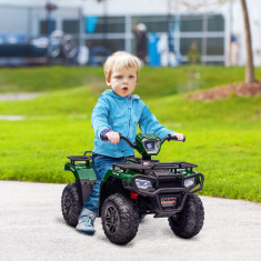 HOMCOM ATV pentru copii cu functii de mers inainte si inapoi, Masina Electrica Ride-on 12V ATV Jucarie ATV cu lumini LED Muzica pentru 3-5 ani, Verde