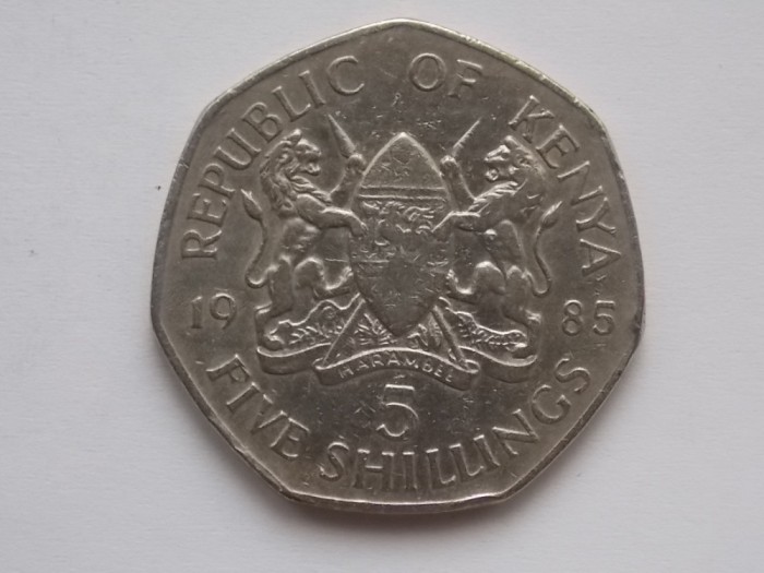 5 SHILLINGS 1985 KENYA