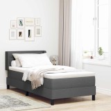 Cumpara ieftin Pat cu arcuri cu perna Manual Gri inchis 190 x 90 cm tesatura