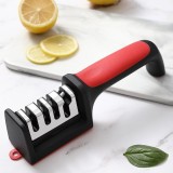 Ascutitor cutite si foarfeci, multifunctional, negru cu rosu, 4 nivele, KU01