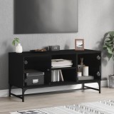 vidaXL Comodă TV cu uși din sticlă, negru, 102x37x50 cm