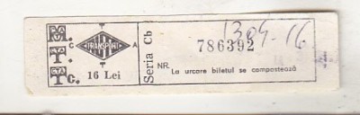 bnk div Romania Autotransport- bilet de calatorie - 16 lei - 1991 foto