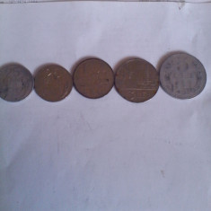 Lot 5 Monede Romania RSR 25 bani.1 leu,3 lei,5 lei