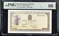 500 lei 1942 PMG66 UNC bancnota gradata
