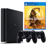 Consola Sony PlayStation 4 PS4 SLIM 500GB + 2 Controllere + Mortal Kombat 11 Second-Hand SH