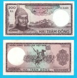 Vietnam Sud (pick 20) 200 Dong 1966 aUNC- serie: 913468; Nguyễn Huệ