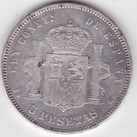 SPANIA 5 PESETAS 1892