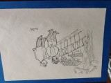 Desen penita ,Tia Peltz.Plimbare la sosea . hartie desen format A4, Portrete, Cerneala, Realism