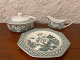 PLATOU, BOL CU CAPAC SI SOSIERA- PORTELAN ENGLEZESC- ROYAL STAFFORDSHIRE- WILLOW