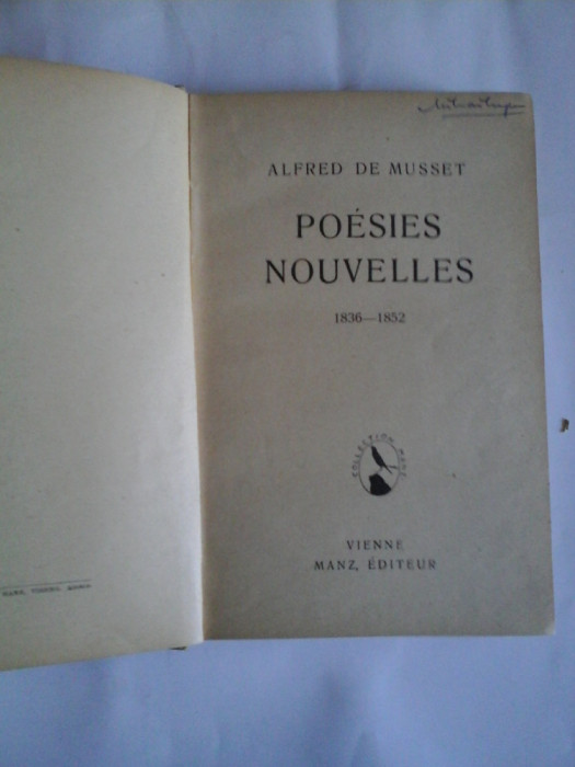 POESIES NOUVELLES 1836-1852 - ALFRED DE MUSSET - Iimprimerie Vienne Manz