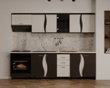 Cumpara ieftin Bucatarie MP CIP3S-C2 Wenge + Alb 260 cm, 8 Corpuri, Pal Melaminat, Stil Modern, Completa