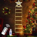 Scara pentru Mos Craciun YeahBoom, LED, metal/plastic, alb cald, 25 x 75 cm