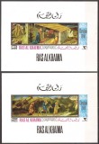 RAS AL KHAIMA 1968 PICTURA CRACIUN ( 2 colite de lux nedantelate) MNH, Nestampilat