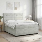 Cumpara ieftin Pat boxspring cu saltea Gri deschis 160 x 200 cm Catifea