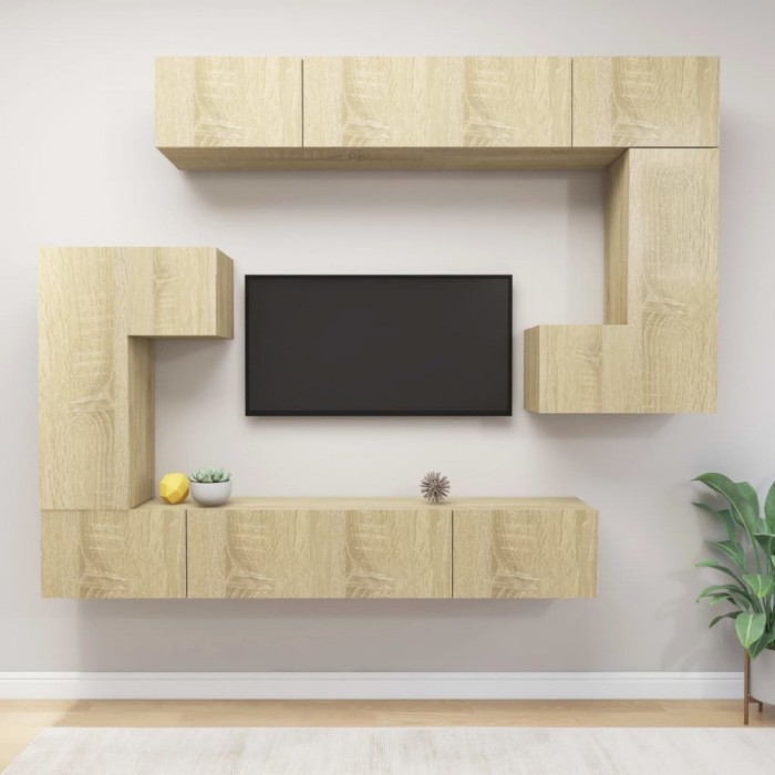 vidaXL Set dulap TV, 8 piese, stejar sonoma, lemn prelucrat 3079040