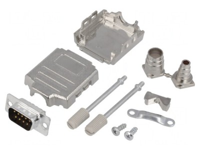 Conector D-Sub 9 Pin Tată pentru Cablu - Set Complet Negru foto