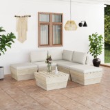 Cumpara ieftin Set mobilier grădină din paleți cu perne, 6 piese, lemn molid