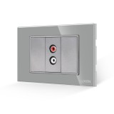 Cumpara ieftin Priza Audio 1M + 2 Taste False LUXION cu Rama din Sticla, Standard Italian, 3M