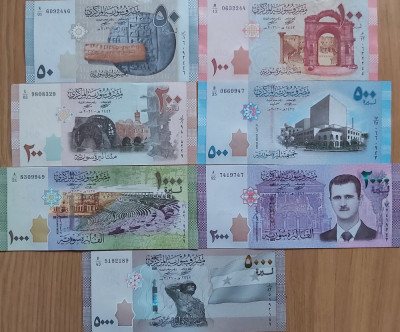 Bancnota Siria 50 - 5.000 Pounds 2013-2021 - P112-118 UNC ( set compet x7 ) foto