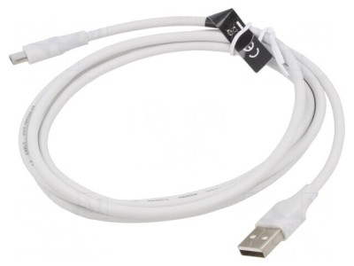 Cablu USB 2.0 USB-A la USB-C 1.5m Alb 3A foto