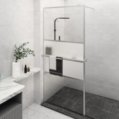 vidaXL Paravan duș walk-in cu raft crom 90x195 cm sticlă ESG/aluminiu foto