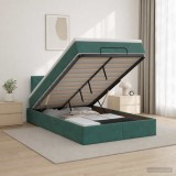 Cumpara ieftin Pat ottoman cu saltea Verde inchis 120 x 200 cm Catifea