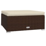 Cumpara ieftin Taburet de gradina cu perna, maro, 70x70x30 cm, poliratan