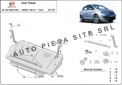 Scut metalic motor Seat Toledo 3 III fabricat in perioada 2005 - 2012 APS-30,141 foto