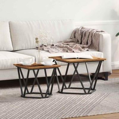 vidaXL Set măsuțe laterale 2 pcs Lemn recuperat 50 x 50 x 40 cm 868271 foto