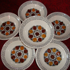 SET / SERVICIU 6 BOLURI - PORTELAN ENGLEZESC IRONSTONE -KATHIE WINKLE- OCTOBER