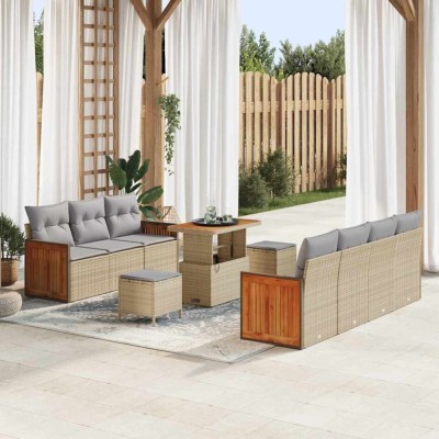 vidaXL Set de canapele pentru grădină 10 pcs Bej și gri deschis 3365222 foto