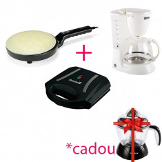 Pachet Mic Dejun Complet! Plita Electrica pentru Clatite+ Cafetiera+ Sandwich Maker ?i Storcator Citrice CADOU foto